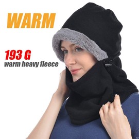 TITECOUGO Fleece Balaclava Hood Winter Hats for Women Thermal Womens Balaclavas Ear Warmers Ski Face Cover Mask Neck Protective Headgear Cap Snowboard Weather Outdoor Gifts Men Warm Ladies Hat Black