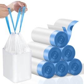 4 Gallon Trash Bags Drawstring, Small Trash Bags Tear-Free, 4 Gal Unscented White Small Garbage Bags, Separated Thick Plastic Wastebasket Liners for Toilet Home Office and Bedroom, 120 Count