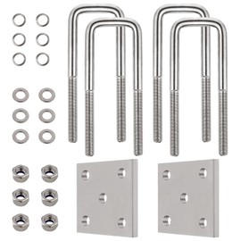 4 Set Stainless Steel Square U-Bolt Kit for Boat Trailer, Heavy Duty U-Bolt with Nuts and Frame Plate for Automobile, Ski, and Sailboat Trailer (1/2" D x 2-1/16"W x 6-5/16"L+Plate)