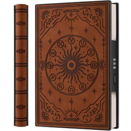 HwxBen A5 Diary with Combination Lock and 180° Sleep Flat Made of Soft PU Leather with Embossed Zodiac Design - Ideal for Adults, Women, Men and Teens for Privacy - Brown