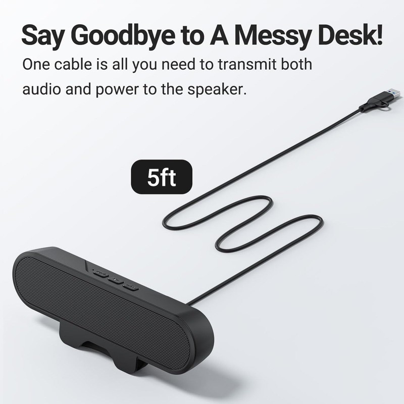 Computer Speakers for Desktop PC,HD Stereo USB Speaker Bar,Monitor Speakers