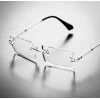 Fashion Men's Rimless Vintage Retro Rectangle Silver Clear Lens Fashion