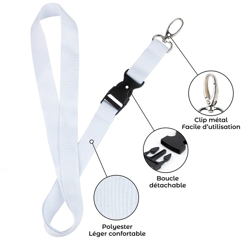 10pcs White Key Chain Necklace for Badge Holder Business Card