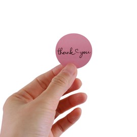 2 Roll Pink Thank You Stickers, 1.5 Inch Stickers for Small Business, Envelope Seal, Packaging, Thank You Cards, 500Pcs Each Roll