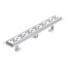 KABCO 24 Inch T304 Stainless Steel Linear Shower Drain with Grate Insert, 2-inch Leveling Feet and Hair Strainer, Brushed Finished Rectangular Floor Drain for Kitchen, Bathroom, Garage and Basement