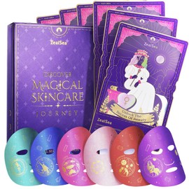 Zealsea Face Masks Skincare, Collagen Face Mask for Anti Aging, Hydrating Face Masks, Astaxanthin Q10 Face Mask for Antioxidant, Magic All-in-one Sheet Mask, Self Care Gift for at Home Spa Party 6pack