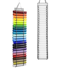 Pinsheng Vinyl Roll Holder Vinyl Roll Organiser with 24 Compartments Vinyl Roll Holder Wall Mount Vinyl Storage Holder Storage Hanging Bag for Storage Paper, Gift Wrapping Paper (24)