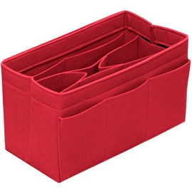 DailyPlus Purse Organizer Insert, Felt Bag Organizer, 14 Pockets, Red, X-Large