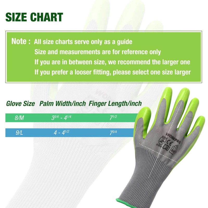 WORKPRO 6-Pairs Medium Size Garden Gloves Work Gloves with Eco