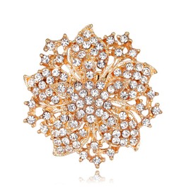 Axmerdal - Broche de ramo de diamantes de imitación para novia, para mujer, Mediano, Diamante de imitación, estrás