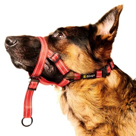Zevey Adjustable Dog Head Halter with Safety Strap, Soft Padded Dog Head Collar for Small Medium Large Dogs, No-Pull Dog Harness for Training and Walking (X-Large, Red)