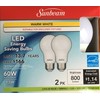 Sunbeam 60W LED DIMMABLE A19 Light 2 PACK, ENERGY STAR,