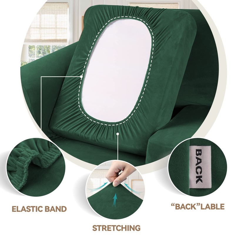 WEERRW 4 Pieces Velvet High Stretch Couch Covers for 3