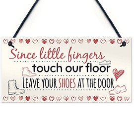 RED OCEAN Since Little Fingers Touch Our Floor Shabby Chic Plaque Home Decor Door Shoes OFF Sign