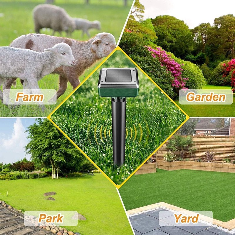 Mole Repellent Solar Powered, 4 Pack Waterproof Ultrasonic Stake Deterrent,