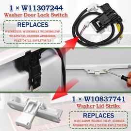 NTW4516FW4 NTW4519JW2 Washer Lid Lock Switch & Strike Kit Fit for Ama-na Whirl-pool Models WTW4816FW2 WTW5000DW2 WTW5000DW1 NTW4516FW1 NTW4519JW0 NTW4615EW0 NTW4605EW1 NTW4655EW1 NTW4516FW0 NTW4755EW1