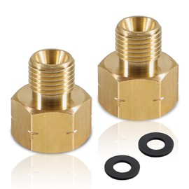 Alriedy 2er-Set Messing Gas Adapter – 3/8" IG x 1/4" AG Linksgewinde | Hochwertiger LPG Gasschlauch Verbinder für Gasflaschen & Kocher | Kompatibel mit Propan/Butan | Inkl. Dichtungen für dichte Verbi