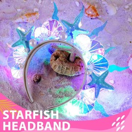 Zoestar - Diadema iluminada con estrellas de mar de sirena, con luces LED, accesorios para el cabello para mujer
