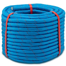 Braided Polyester Rope - 1/2 in x 125 ft Strong Arborist Rigging Rope High Strength Polyester Rope No-Stretch Rope for Climbing Tree Swing Pulling Sailing 8400 Lbs Breaking Strength(Blue)
