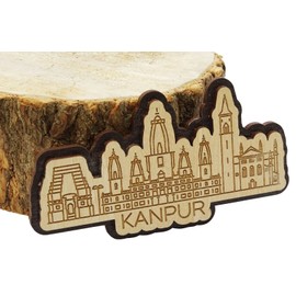Printtoo Kanpur India Monuments Engraved Wooden Souvenir Fridge Magnet Collectibles Gift