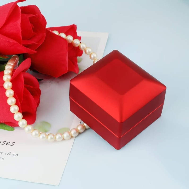 KEISIMI Luxury Ring Box with LED Light, Ring Box for