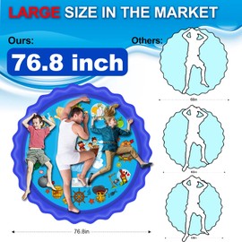 Splash Pad Mat, Sprinkler Water Inflatable Pool, Summer Outdoor Backyard Yard Play Toys Gifts for Toddler Kids Boys Girs Baby 1 2 3 4 5 6