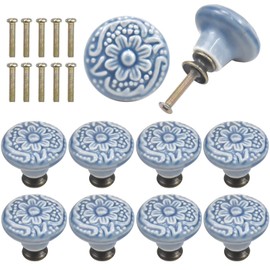 AvoDovA 10 x Vintage Ceramic Door Drawer Handles, 34 mm Round Drawer Knobs, Furniture Knobs, Door Knobs, Furniture Handles for Cupboards, Cupboards, Kitchen, Children's Room (B)