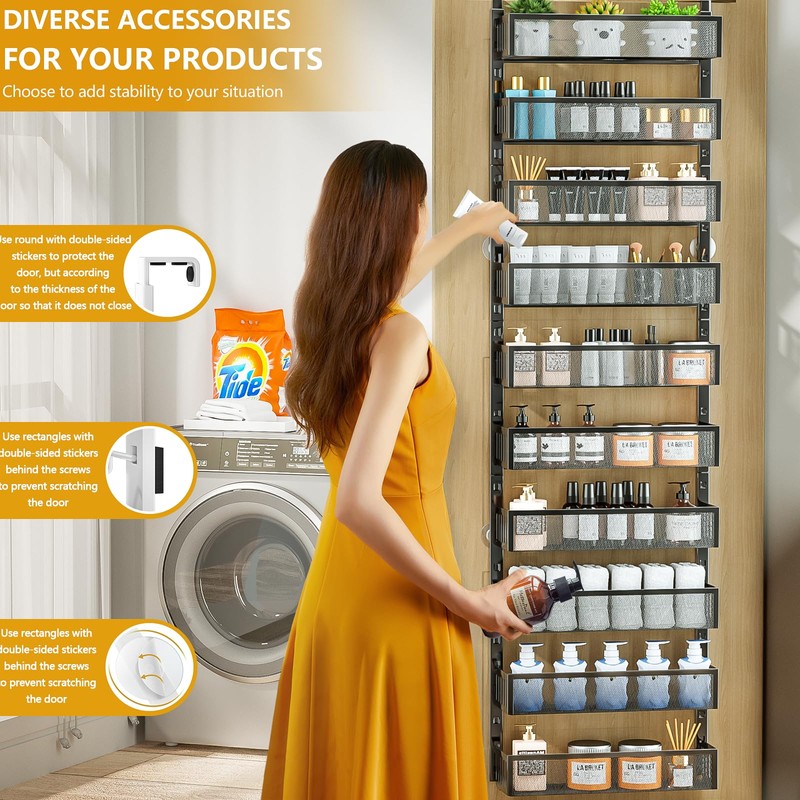 DAOTENGQL 10-tier Over The Door Pantry Organizer with Mesh Baskets,