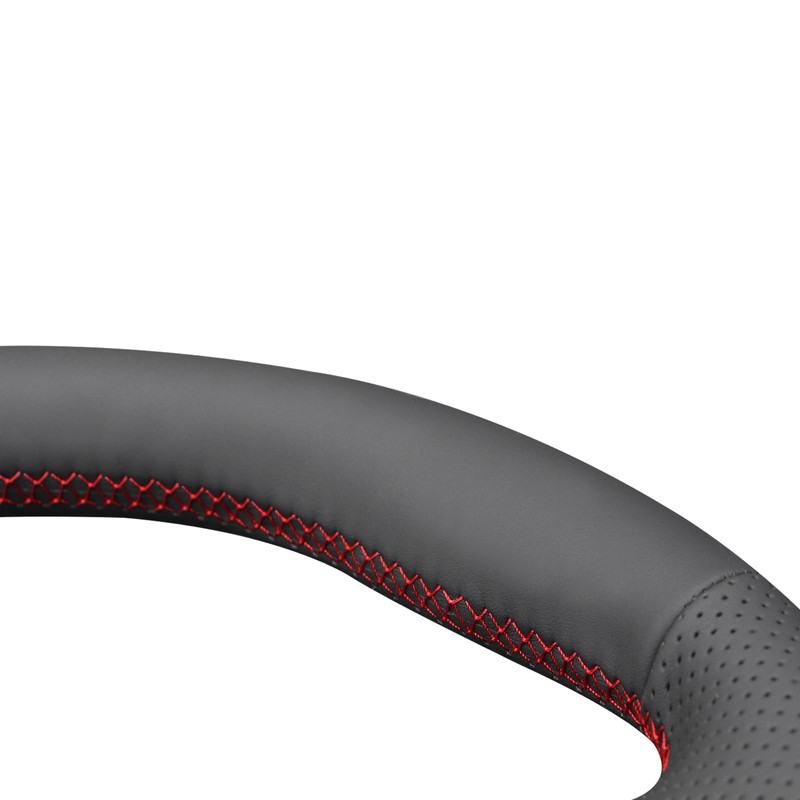 MEWANT Hand Stitch Black Artificial Leather Steering Wheel Cover for