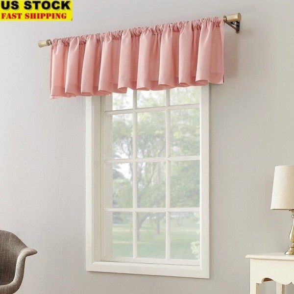 Unbranded Textured Solid Valance Curtain Rod Pocket Machine Washable Window