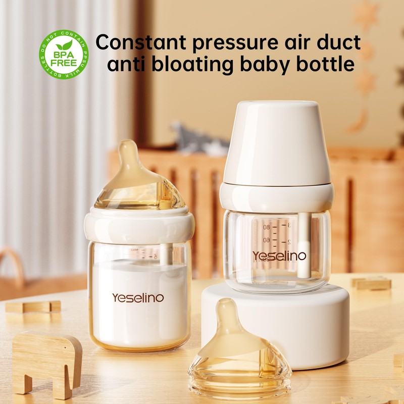 Natural Nursing Glass Baby Bottle - with Anti-Colic Vent System