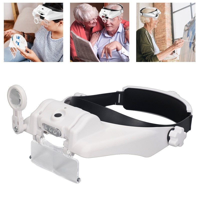Head Magnifier Rechargeable Magnifying Glasses LED with 4pcs Eyeglass for