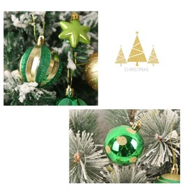 MHwan Christmas Baubles Green, 42 Pieces 6 cm & 3 cm Exquisitely Painted Christmas Tree Decoration Set, Sparkling Christmas Tree Decorations Plastic, Drop-Proof and Durable Christmas Tree Baubles