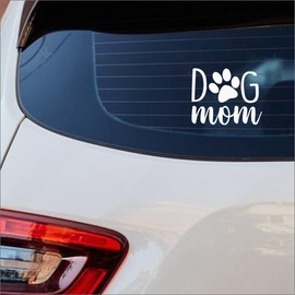 AS Dog Mom Paw Print Vinyl Decal Sticker White Car, Truck, Van, SUV, Laptop, Wall, Cup Decal | 5 Inch Waterproof Pet Lover Sticker