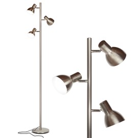 Brightech Ethan Dimmable Floor Lamp for Bedroom Reading & Living Room Decor - Modern LED Tall Tree Lamp for Offices - Nickel