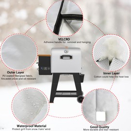 Grill Thermal Insulated Blanket for Traeger 34, Pro 34 Series and Texas Series,Grill Insulation Blanket Compatible with Traeger BAC 628 / BAC10206, Grill Accessories Smoker Blanket for Winter