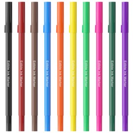 Jewem Edible Markers for Cookie Decorating,10Pcs Ultra Fine Tip(0.5mm) Food Coloring Pens, Upgrade Double Side Food Grade Pens for Decorating Fondant Cakes, Easter Eggs, Frosting, Macaron,Halloween and Christmas Gifts
