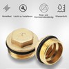 UOCAI Pack of 2 Brass Plugs with Rubber Ring, Pipe