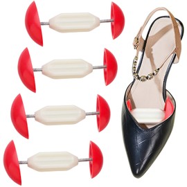 Prmape Pack of 4 Shoe Stretchers, Shoe Width, Extra Strong, 2 Pairs of Shoe Stretchers, Adjustable Width, Adjustable Shoe Stretchers, Universal Mini Shoe Stretcher for Women or Men, red