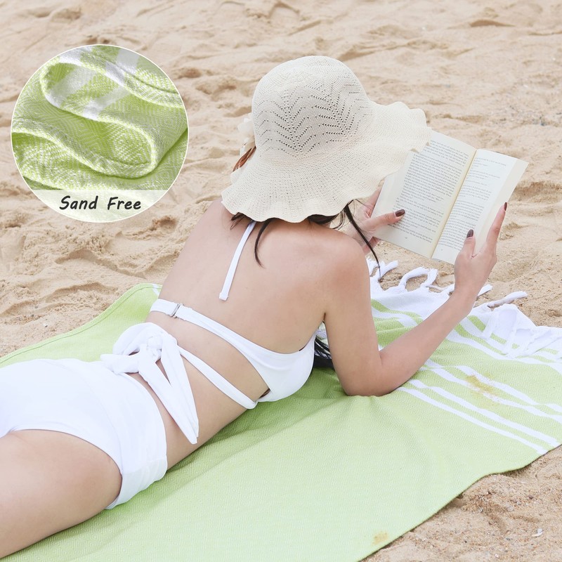 LINENOVA 100% Cotton Turkish Beach Towel 180x100cm, Sand Free Quick