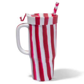 Silipint: Silicone 32oz Straw Tumbler: Peppermint Stripe - WTFumbler, Unbreakable, Holiday & Christmas Gift, Dishwasher-Microwave-Freezer-Oven Safe