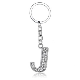 BESPMOSP A-Z Letter Keychain Keyring Crystal Shiny Family Best Friend Jewellery (J)