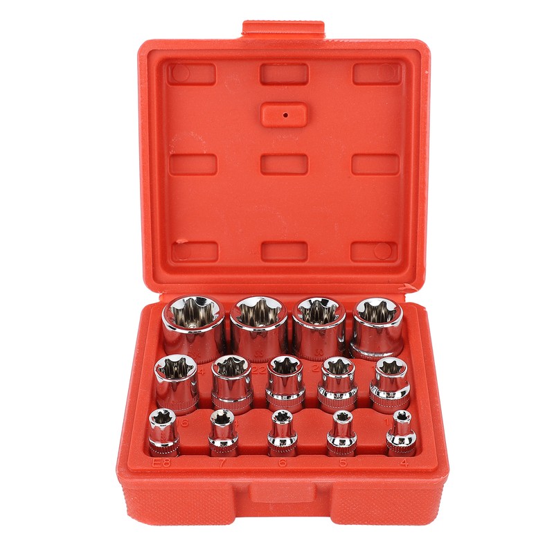 14Pcs E Star Socket Set Chrome Vanadium Steel Portable External