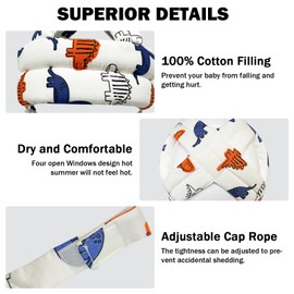 DEEZOMO Baby Protector Helmet Infant Safety Hat for Crawling Walking, No Bumps Safety Head, Adjustable Soft Cap for Kid Learning to Walk and Climb (Dinosaur)