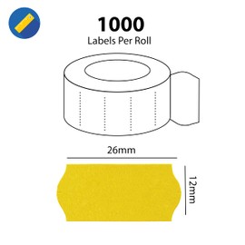 Swift 26 x 12 mm Price Gun Labels Yellow 10 Rolls 10,000 Stickers CT4 Wavy Edge Pricemarking Tags Fits Many Pricing Labellers