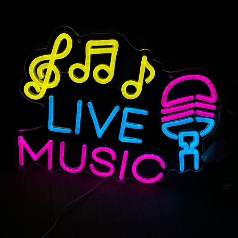 Live Music Neon Sign, Studio Lights, DJ Sign, LED Fall