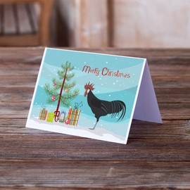 Caroline's Treasures BB9208GCA7P Minorca Ctalalan Chicken Christmas Greeting Cards and Envelopes Pack of 8, Teal Blank Cards with Envelopes Whimsical A7 Size 5x7 Blank Note Cards