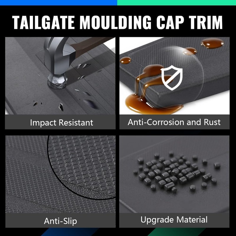 G-PLUS Tailgate Flexible Step Trim Molding & Release Button, Black