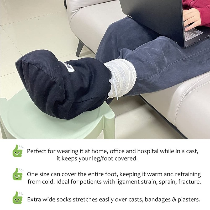 EDWERD Leg Cast Sock Cover for Knee Calf Foot Ankle
