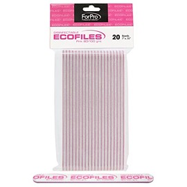 ForPro Professional Collection ECOFILES, Eco-Friendly Manicure and Pedicure Foam Board Nail File, 80/100 Grit, Pink, 20-Count